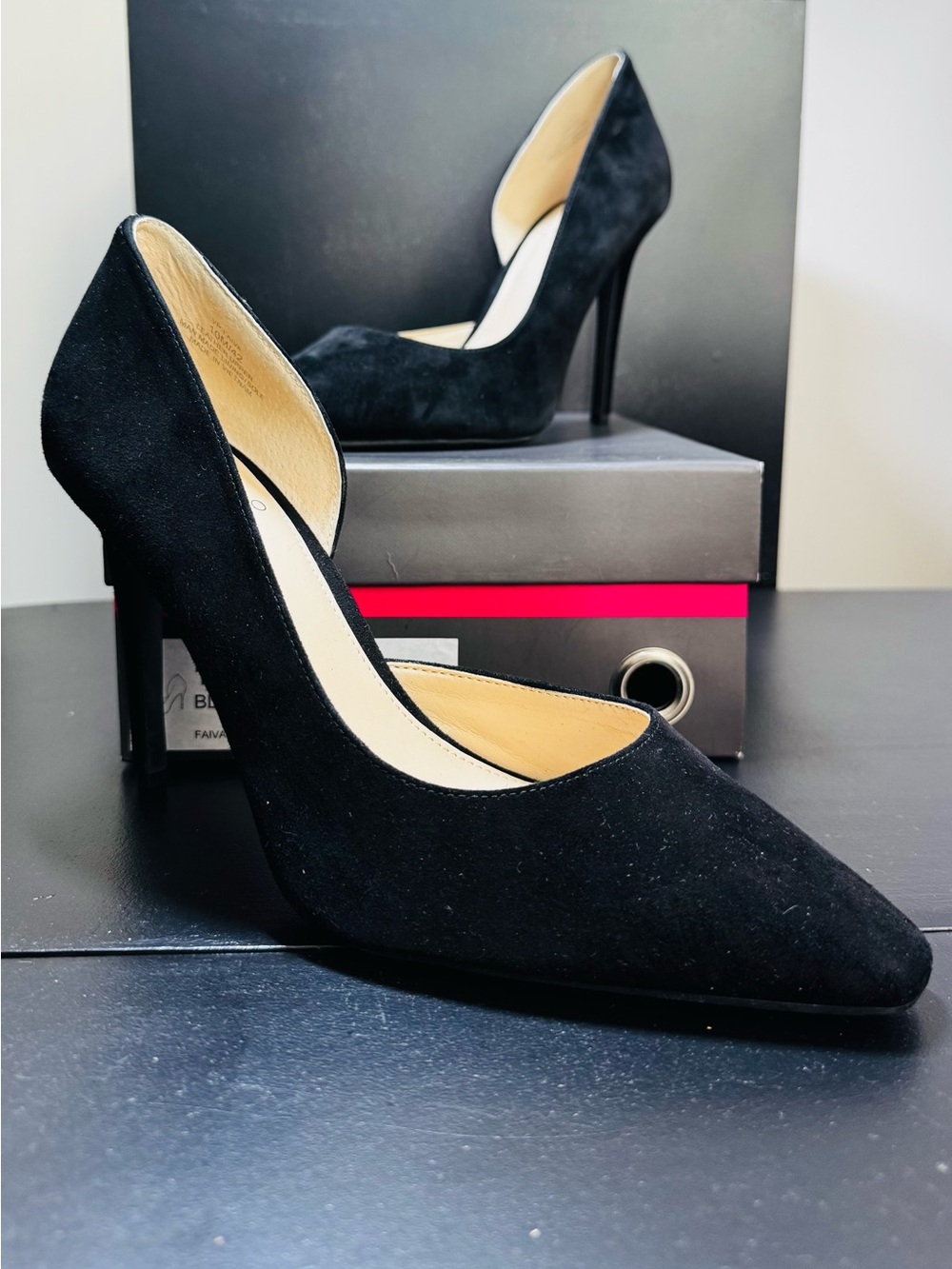 Vince Camuto Finaleigh Black Suede Pointed-Toe Stiletto Pumps